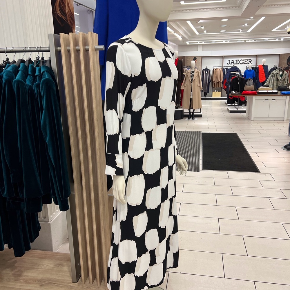 Marks & Spencer Black, White & Beige Patterned Dress